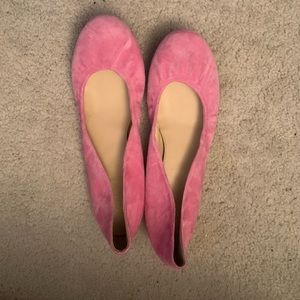 Pink suede baller flats